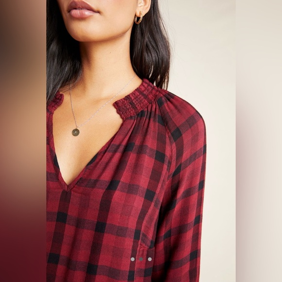 Cloth & Stone Sara Plaid Blouse by Anthropologie - Size XS - Picture 2 of 7